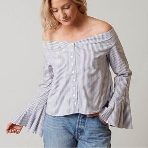 FREE PEOPLE / MARCH TO THE BEAT ORANGE LONG SLEEVE TOP